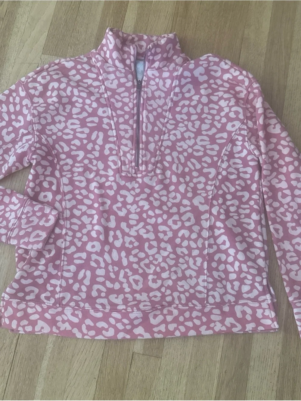 LulaRoe Persistent Pink Leopard Print Quarter-Zip Pullover SM
